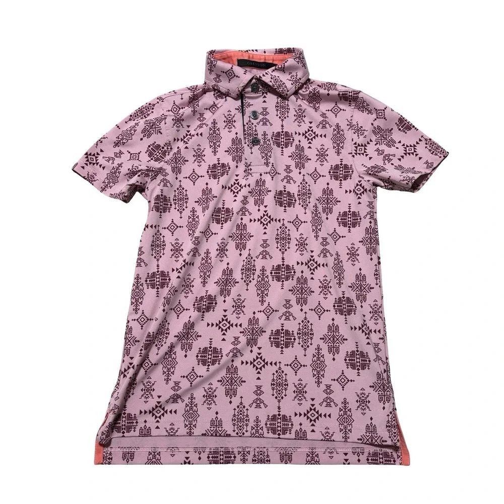Greyson Little Boys Performance Polo Shirt Pink Red Size Medium 13.5 x 21